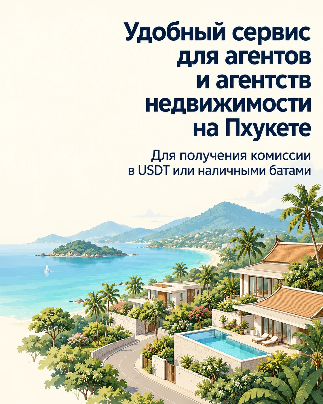 Удобный сервис для агентов и агентств недвижимости на Пхукете. Для получения комиссии в USDT или наличными батами.